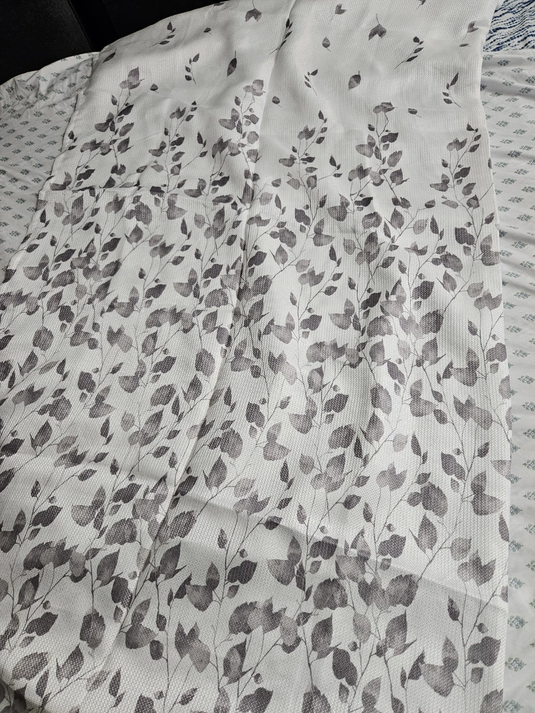 Grey Leaf Print shower  Curtain