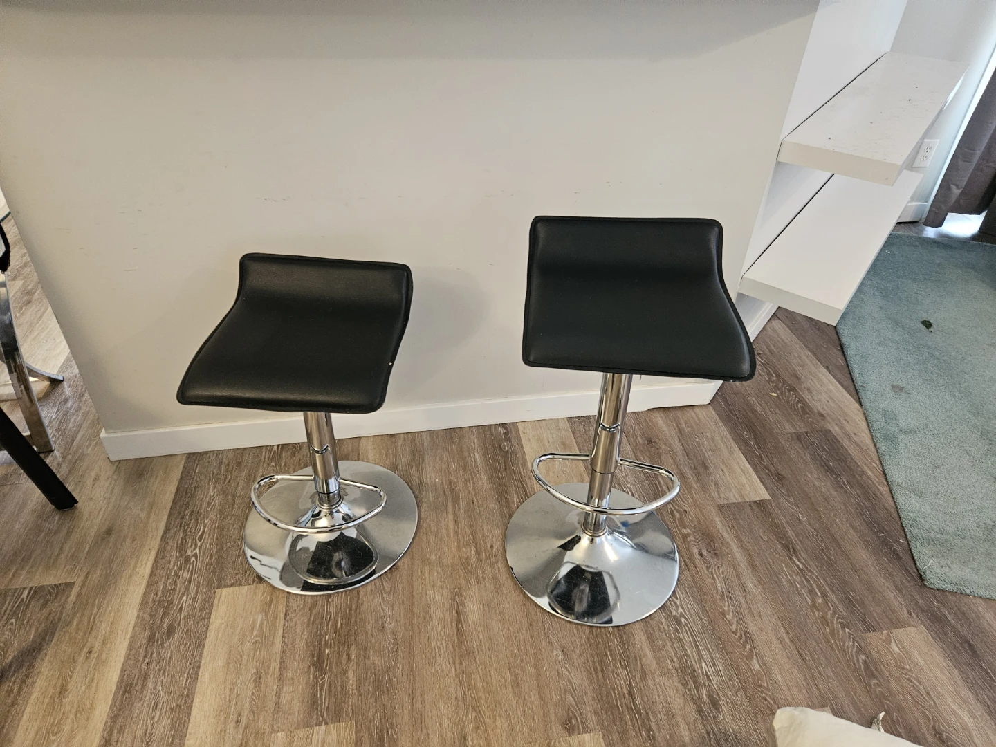 Set of Two Adjustable Black Bar Stools