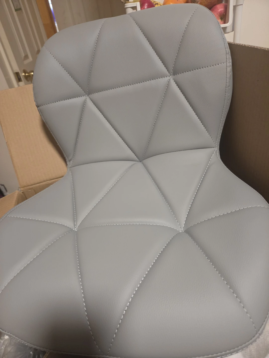Modern Gray Faux Leather Geometric Accent Chair - photo 5