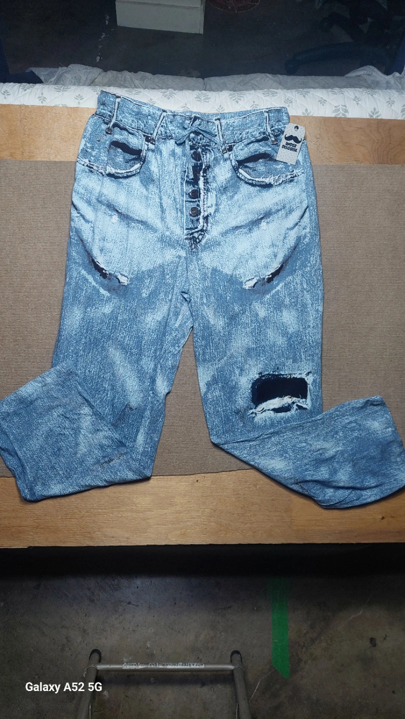 Under Disguise Acid Wash Jeans, Large "faux denim "