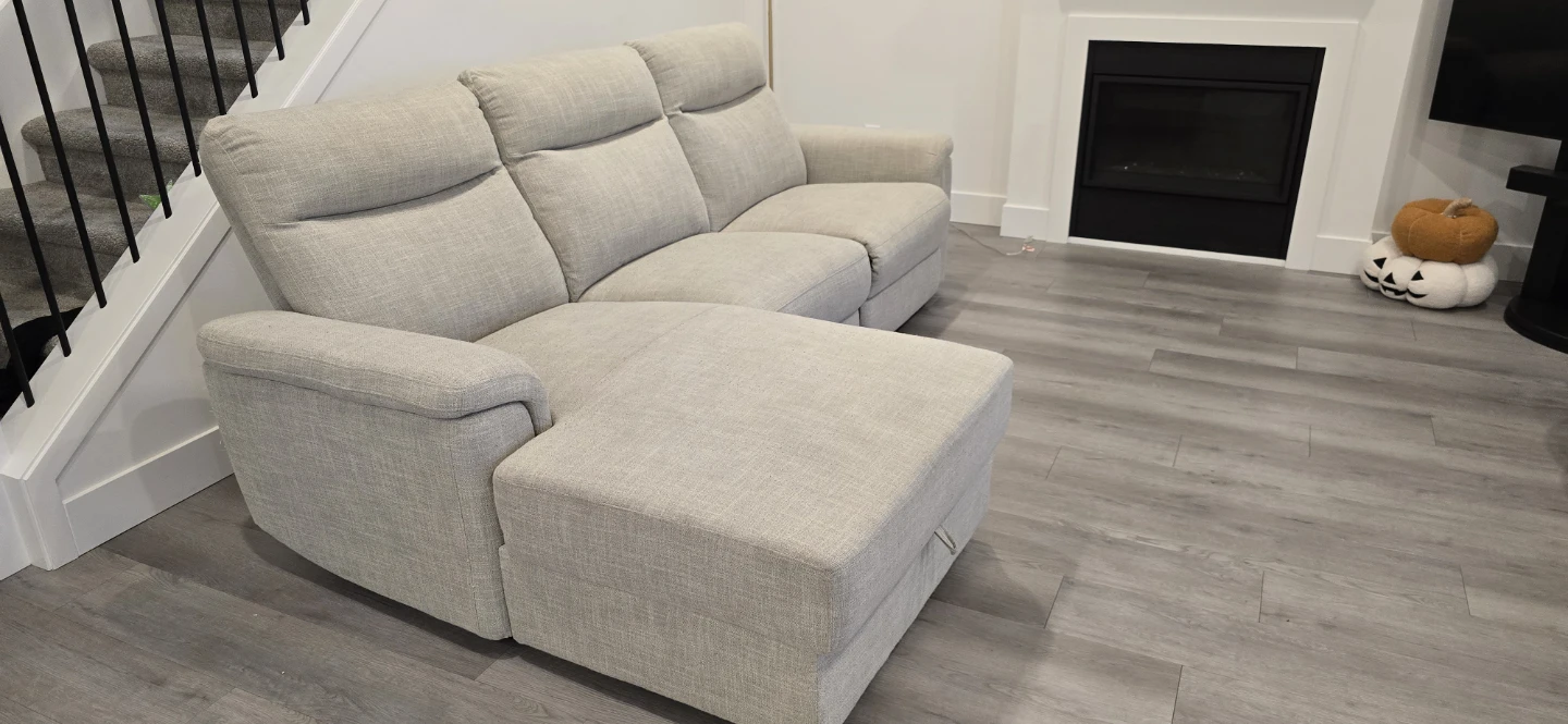 Power Reclining Sectional with Storage in Beige fabric - photo 3