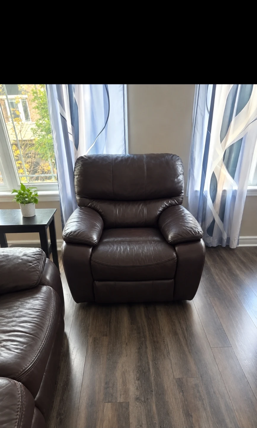 Dark Brown Leather Reclining Sofa Set