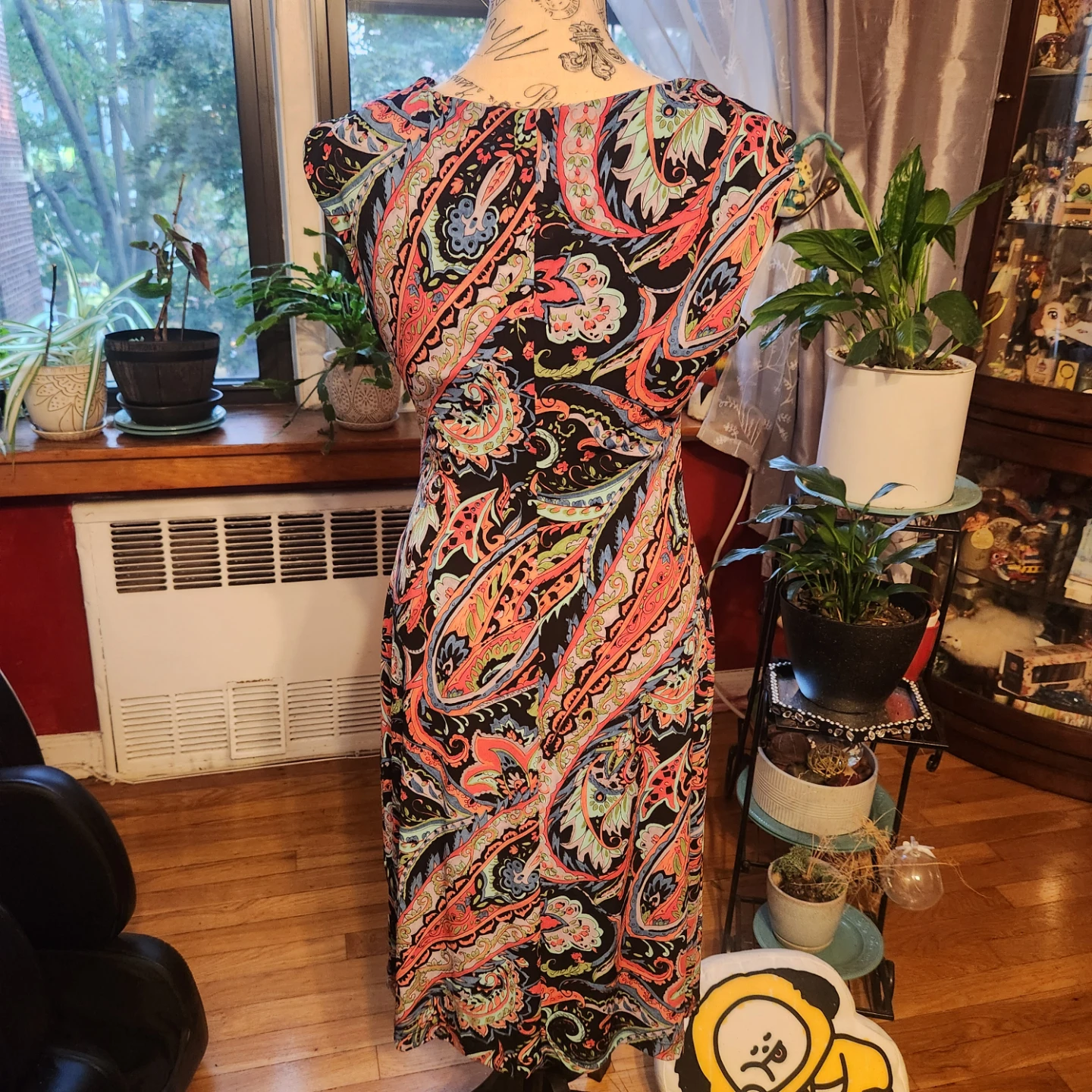 Body Contour Multi-Color Paisley Drape Neck Ruched Dress - photo 4