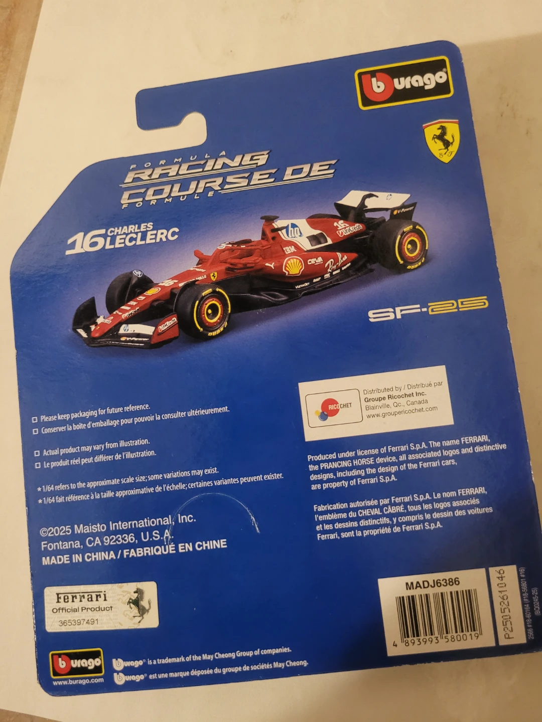 Bburago Ferrari SF-25 Charles Leclerc 1/64 Model Car - photo 5