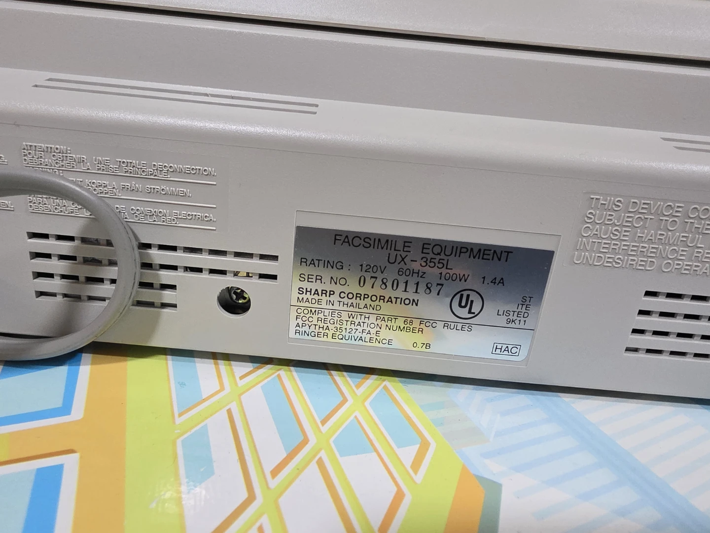 Sharp UX-355L Plain Paper Facsimile Machine - photo 4
