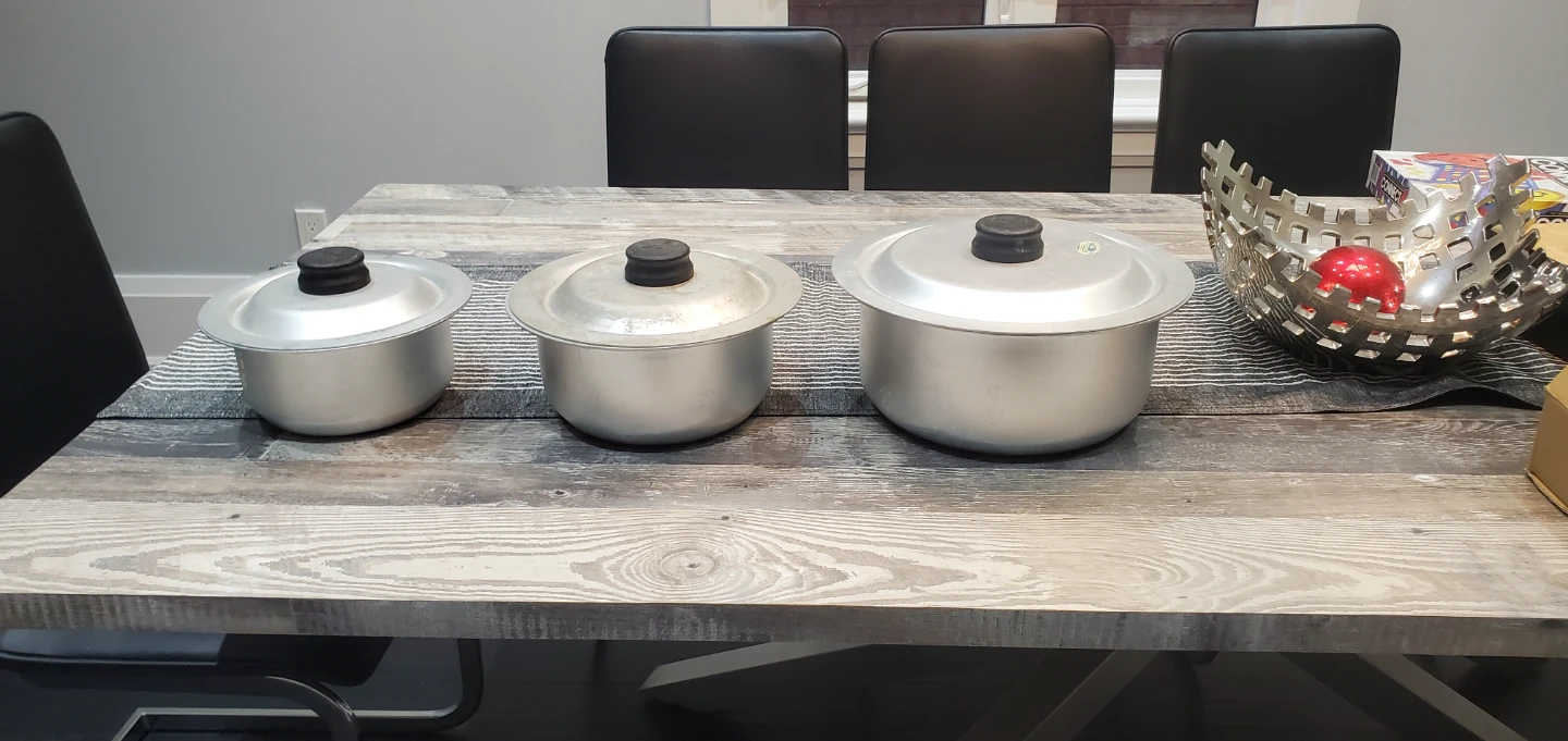 Set of 3 Aluminum Cooking Pots with Lids