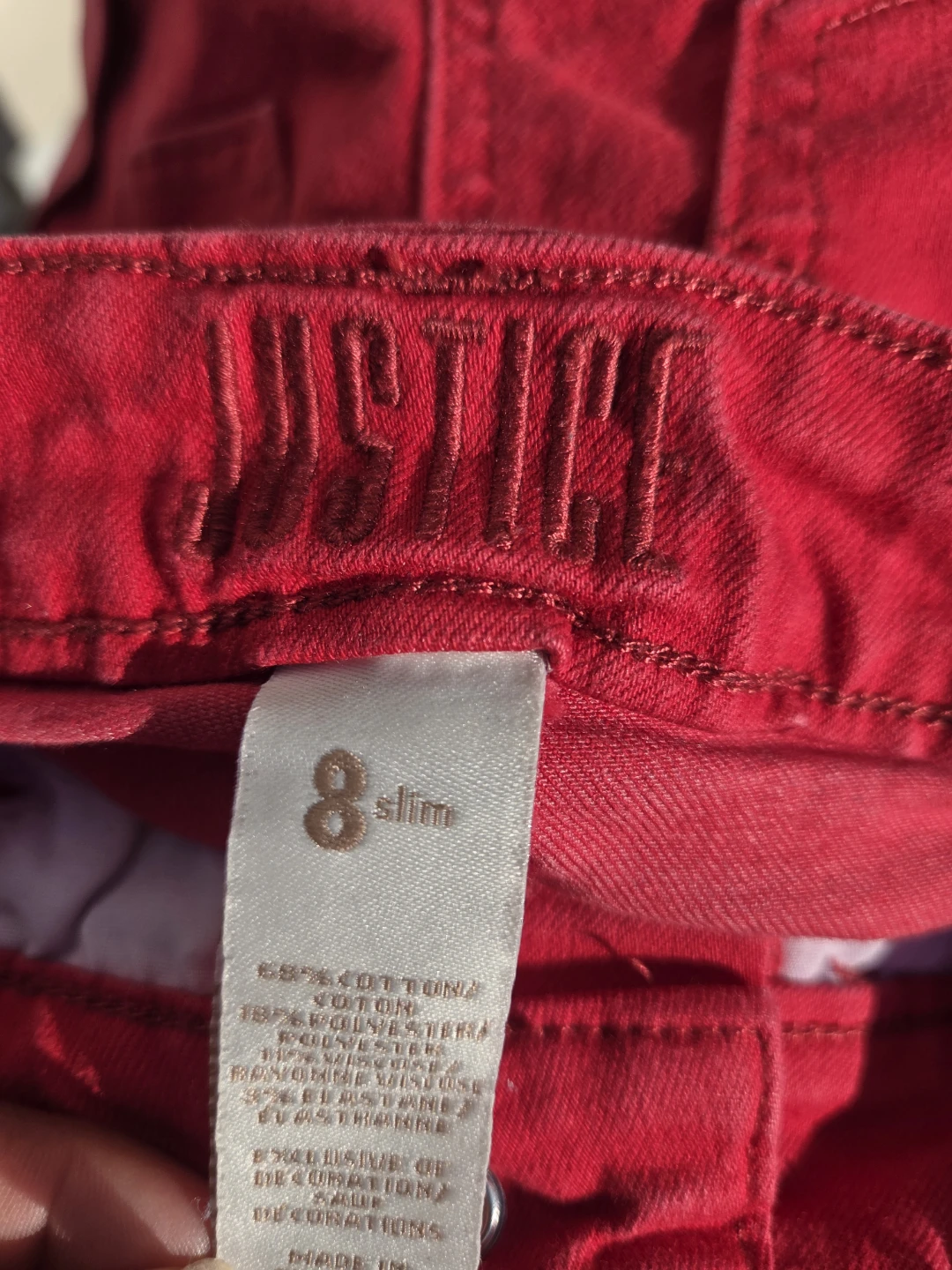 Justice Red Denim Shorts Size 8 Slim - photo 5