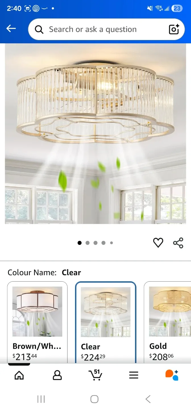 Boho Crystal Gold Ceiling Fan with Light - photo 4
