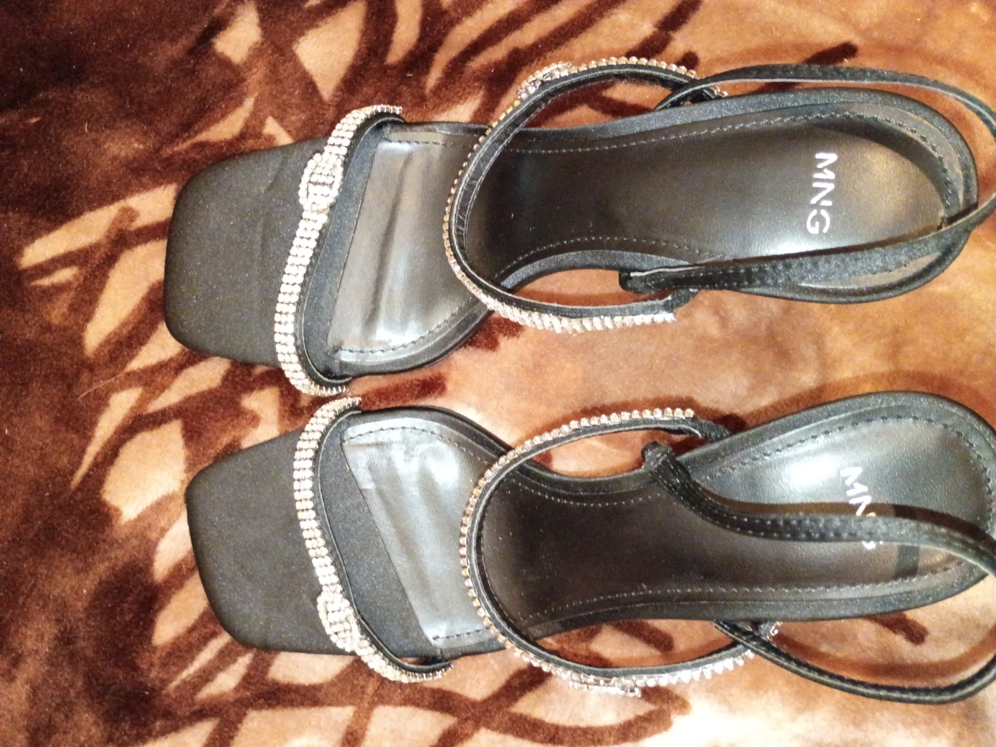 MNG Rhinestone Embellished Black Heels - photo 3
