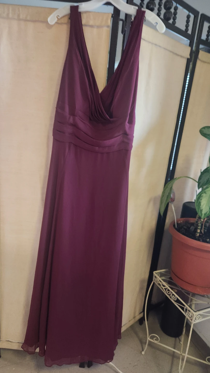 David's Bridal Wine Long Tank Chiffon Dress Size 18