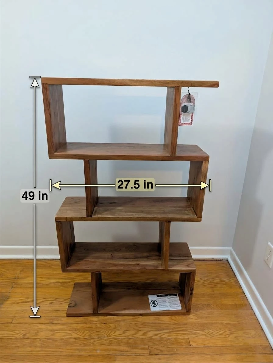 (NEW) Handcrafted Solid Wood S-Shelf Modern