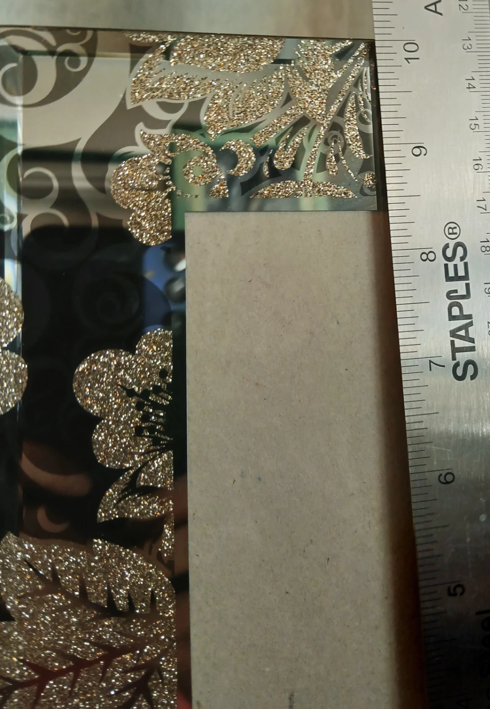 Decorative Mirrored Photo Frame with Glitter Floral Detail - photo 3