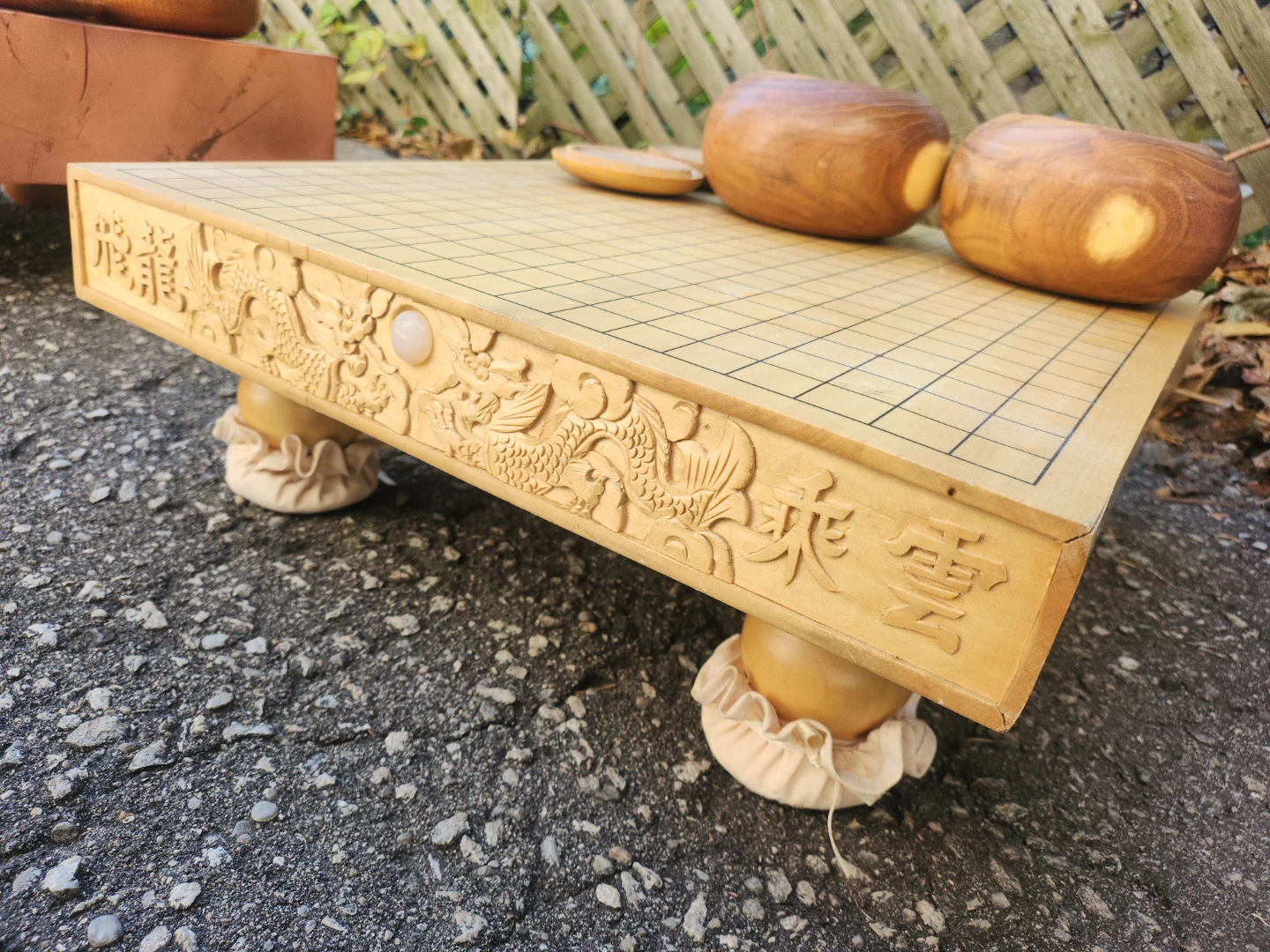 Vintage Hand-Carved Wooden Go Board & Solid Wood Bowls - photo 2