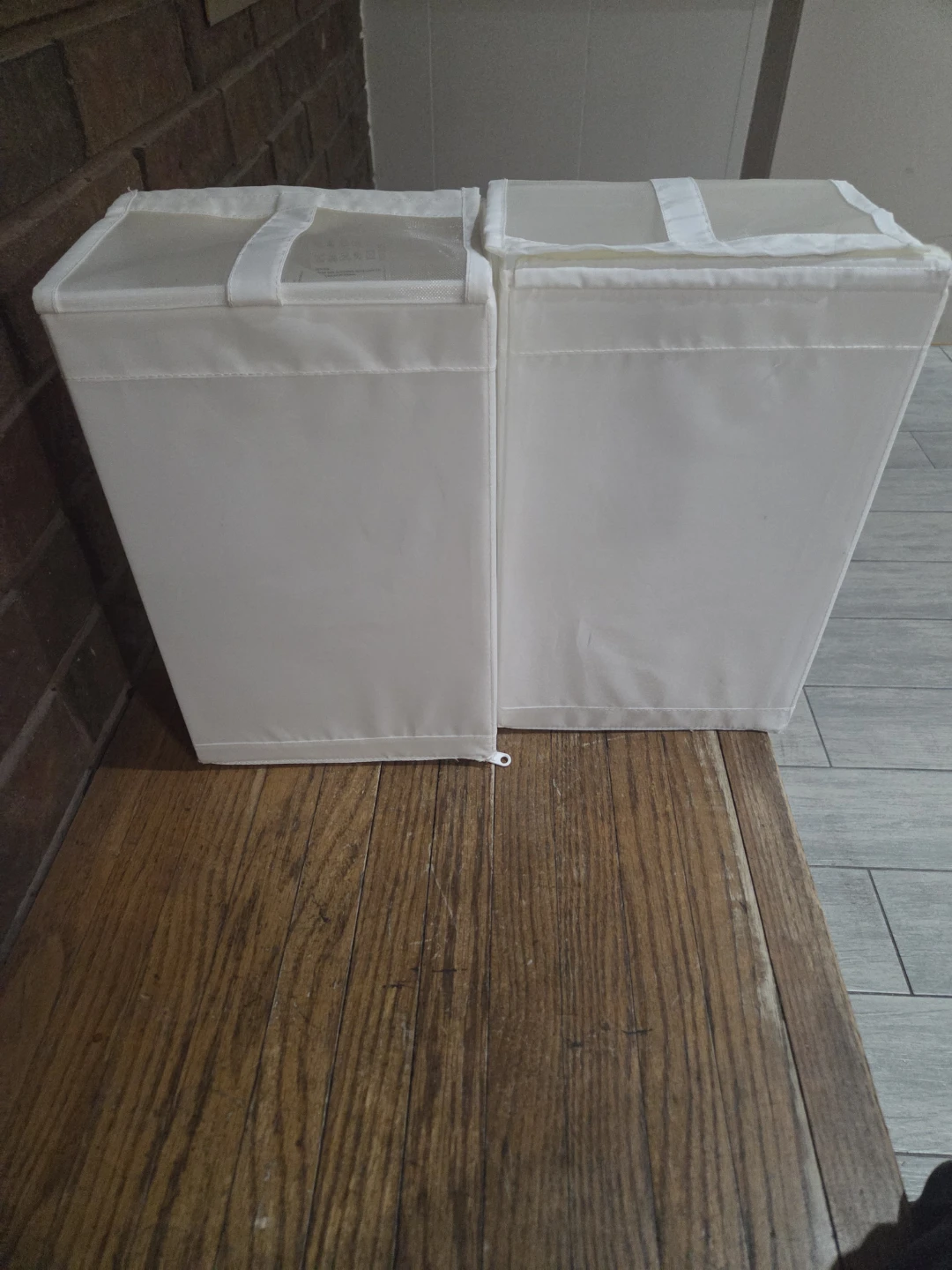 Two white fabric storage bins - photo 2