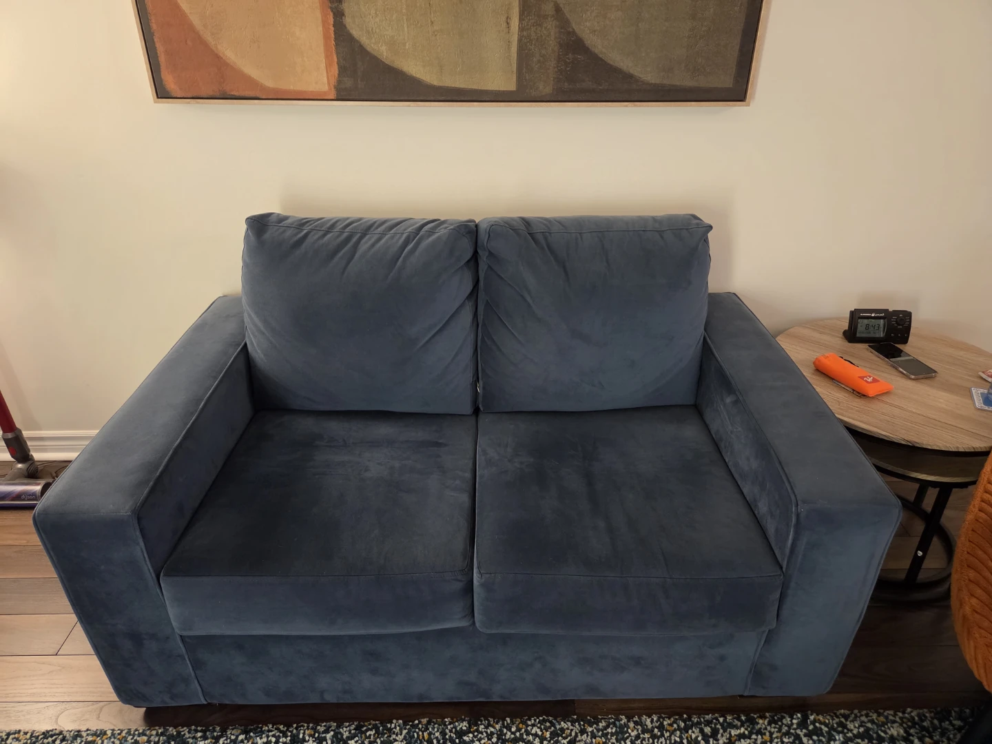 Blue Velvet Loveseat Sofa