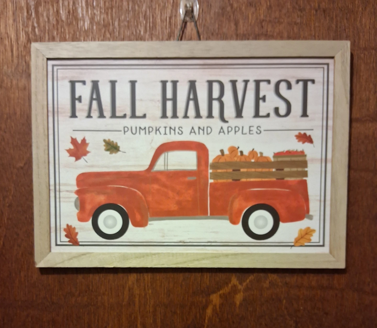 Fall harvest pumpkins and apples sign