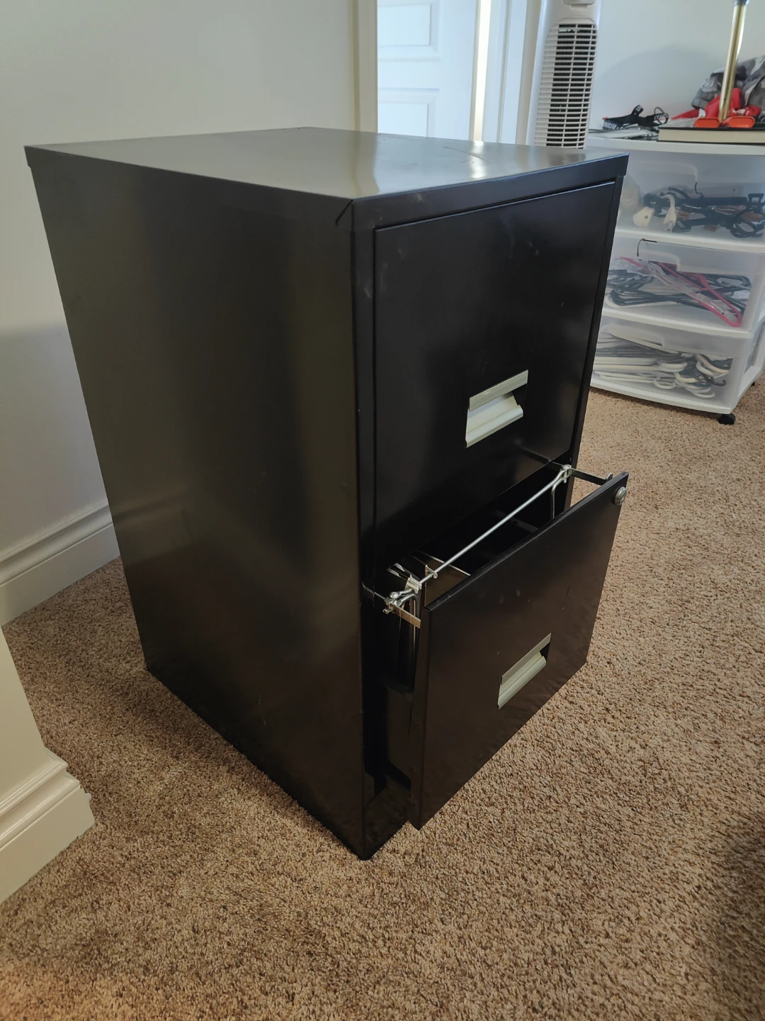 2-Drawer Black Metal Filing Cabinet - photo 2
