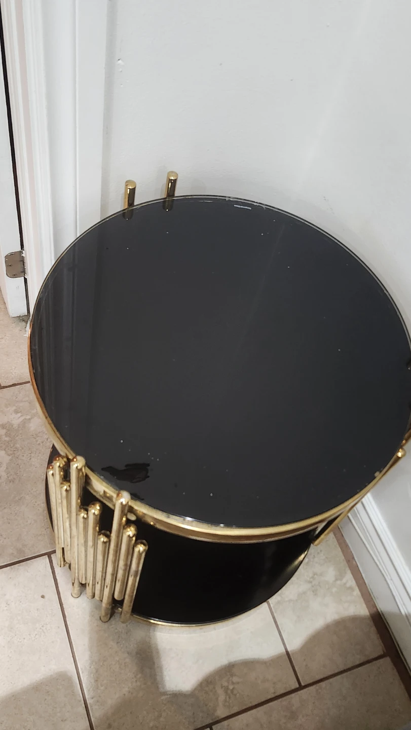Black and Gold Round Side Table - photo 2