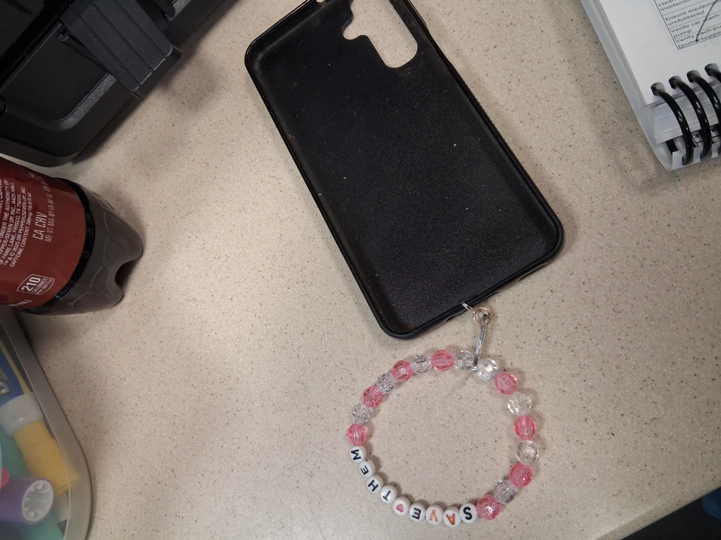 Beaded Phone Charm Wristlet breast cancer awareness - photo 2