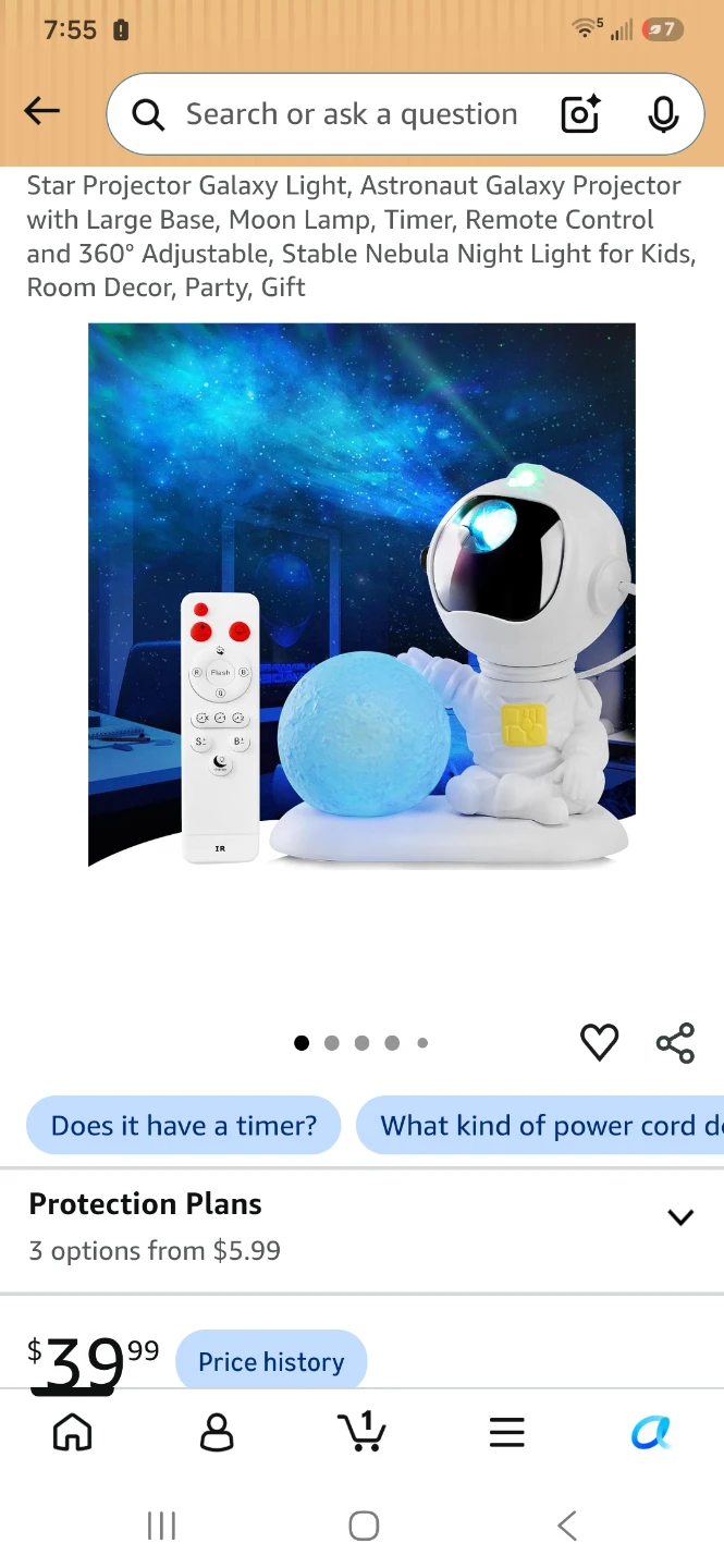 Astronaut Star Projector Galaxy Light - photo 2