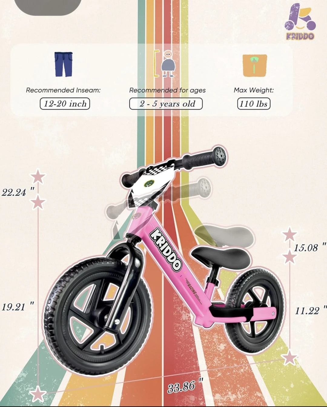 Kriddo Pink Balance Bike for Kids - photo 5