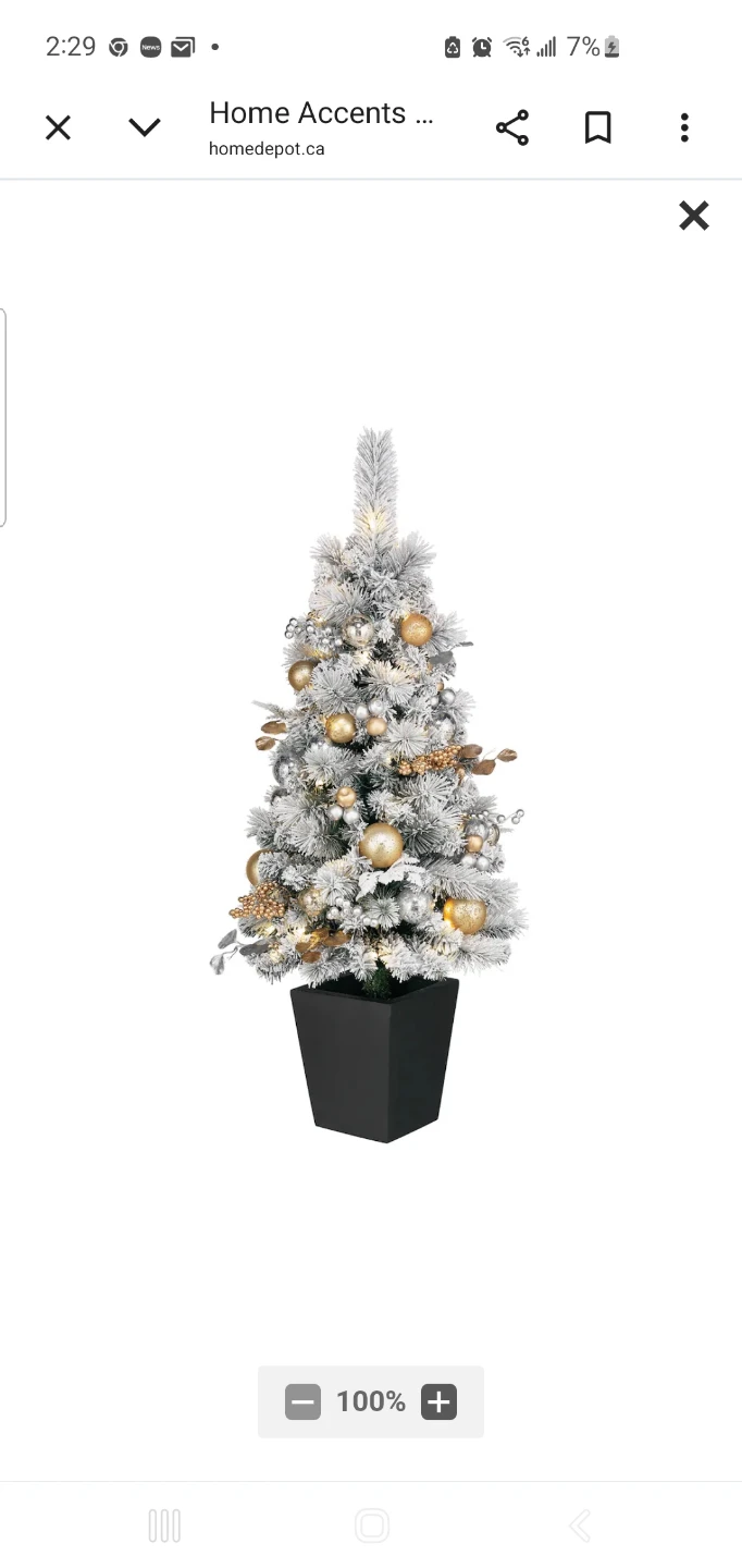 Home Accents Holiday 4ft Gold Flocked Potted Tree - photo 4