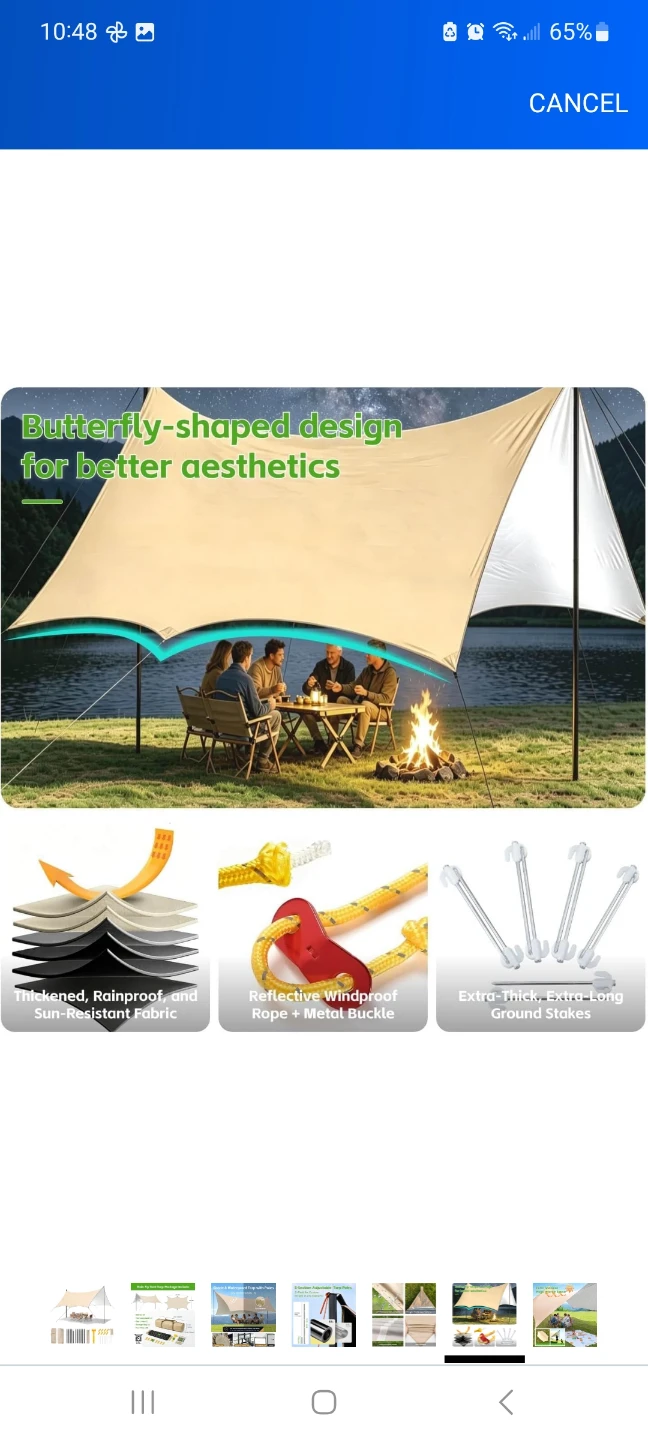 jijingtansuo Camping Tarp 15x11ft Khaki