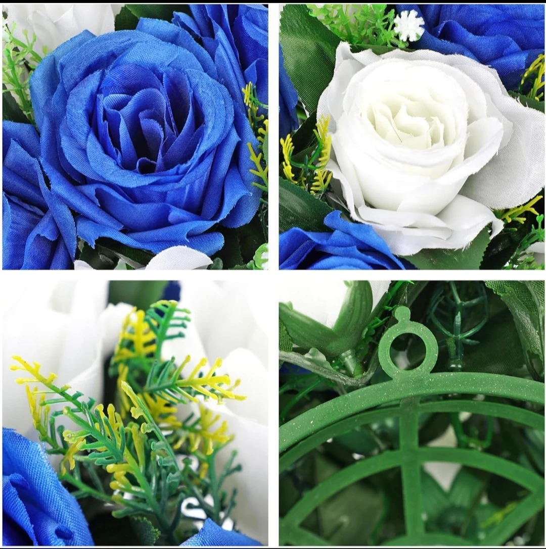 Artificial Blue and White Rose Flower Centerpieces - photo 2