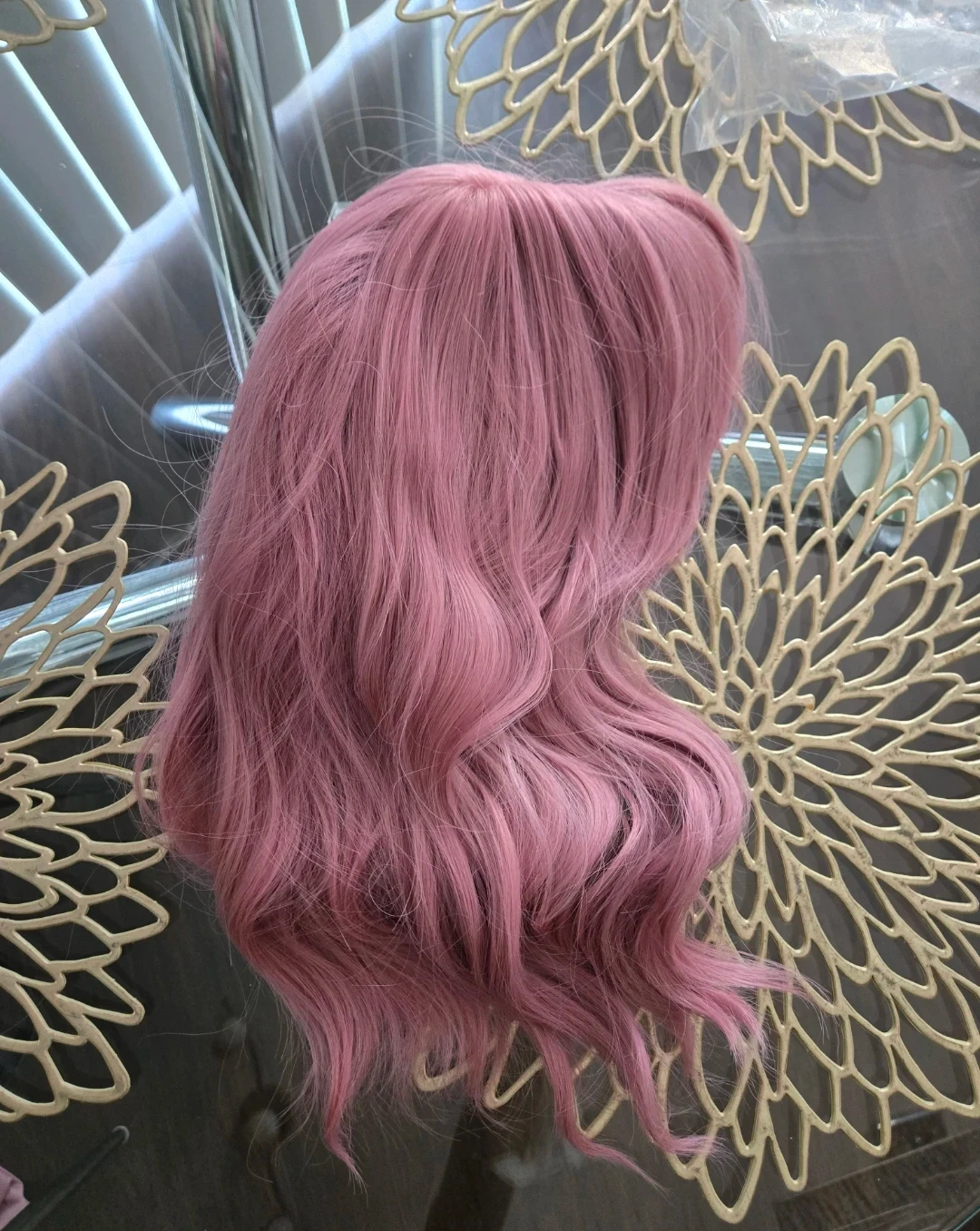 Pink Wavy Synthetic Wig