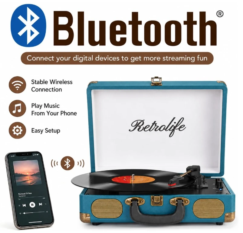 Retrolife Portable Bluetooth Turntable - photo 3