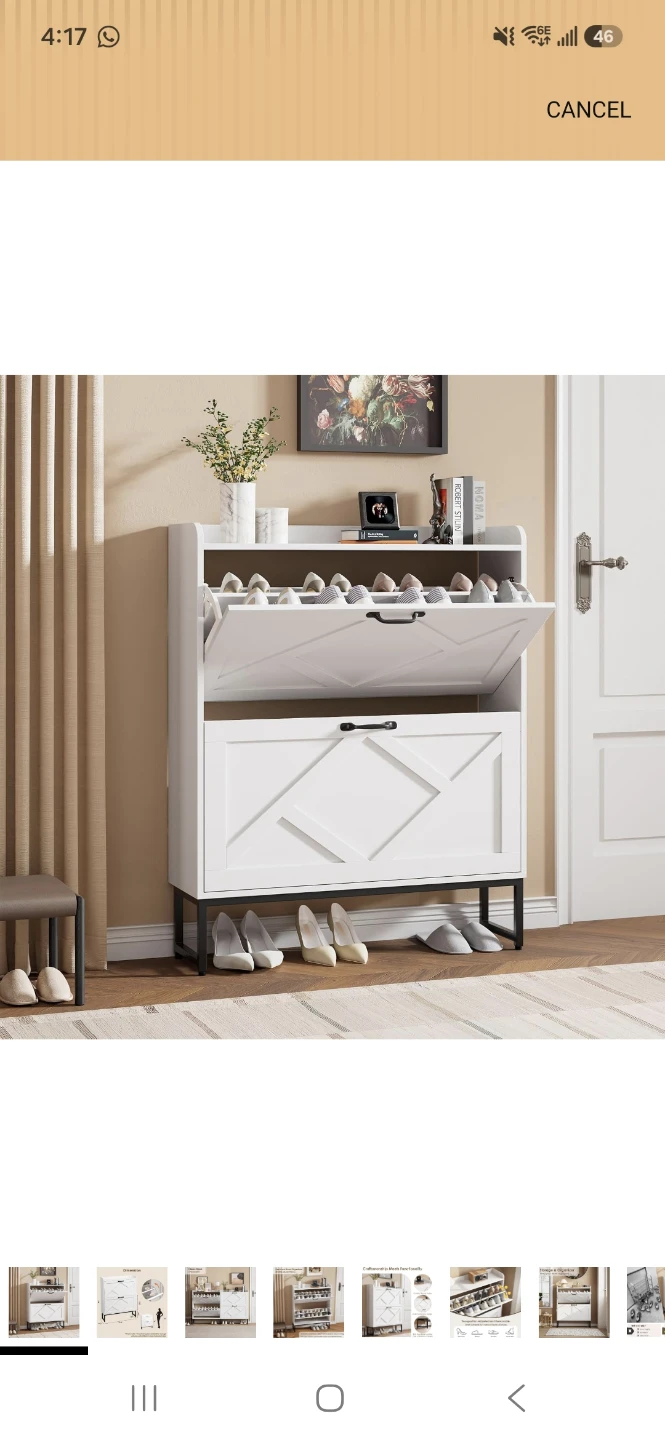 Nicetree Shoe Cabinet with 2 Flip Drawers - Ivory White - photo 2