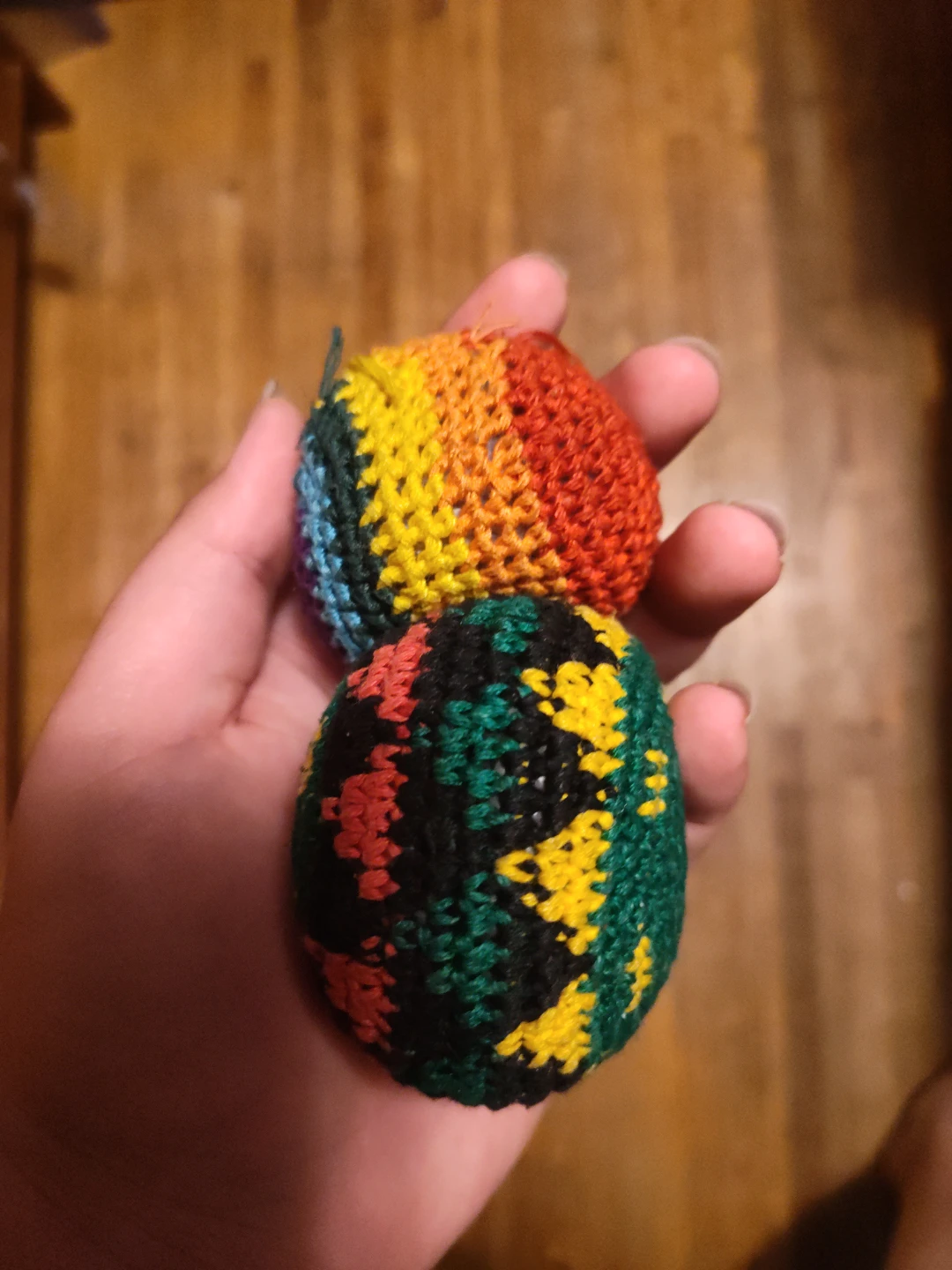 Two Crocheted Hacky Sacks