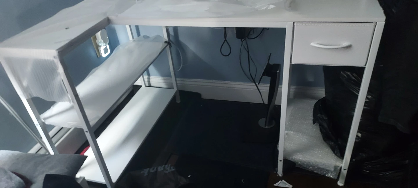 White L-Shaped Reversible Computer Desk - photo 2