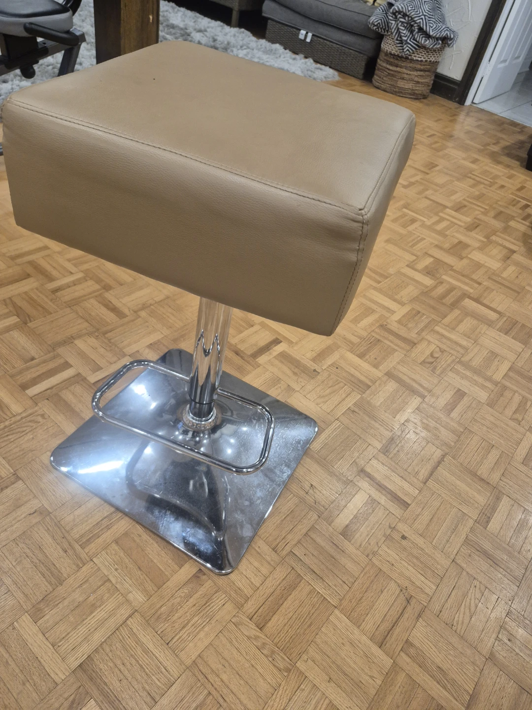 Adjustable Beige Bar Stool
