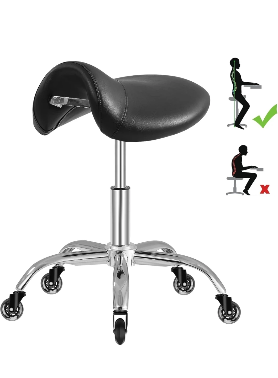 Ergonomic Rolling Saddle Stool