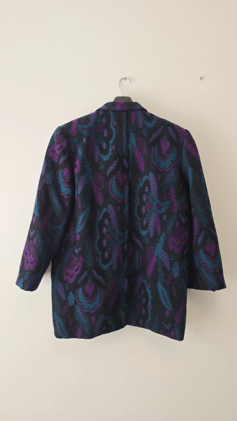 Vintage 1980s Jaxsport Textured Blazer Purple Teal Pattern - photo 2
