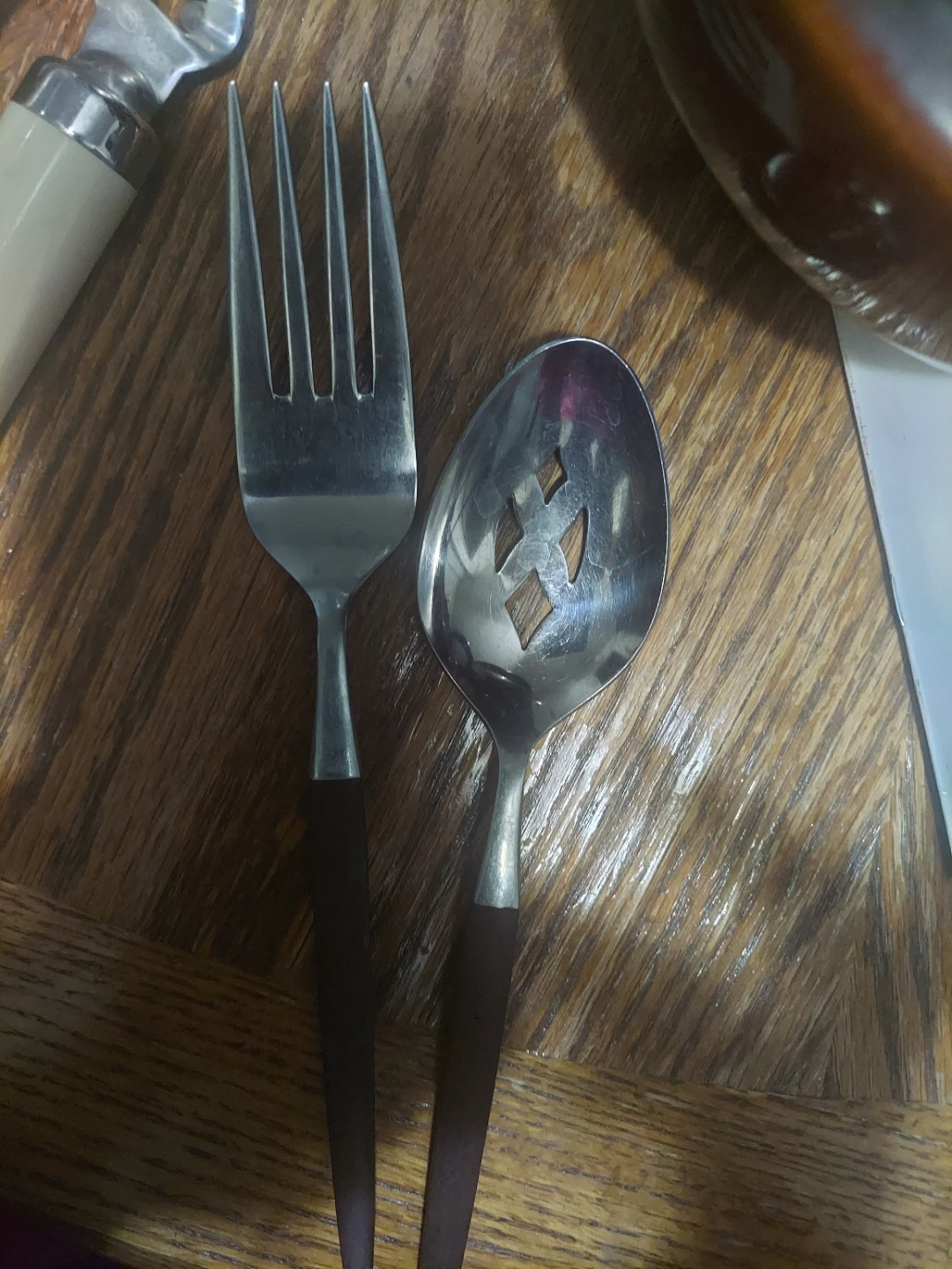 Vintage Stainless Steel Fork and Slotted Spoon Set