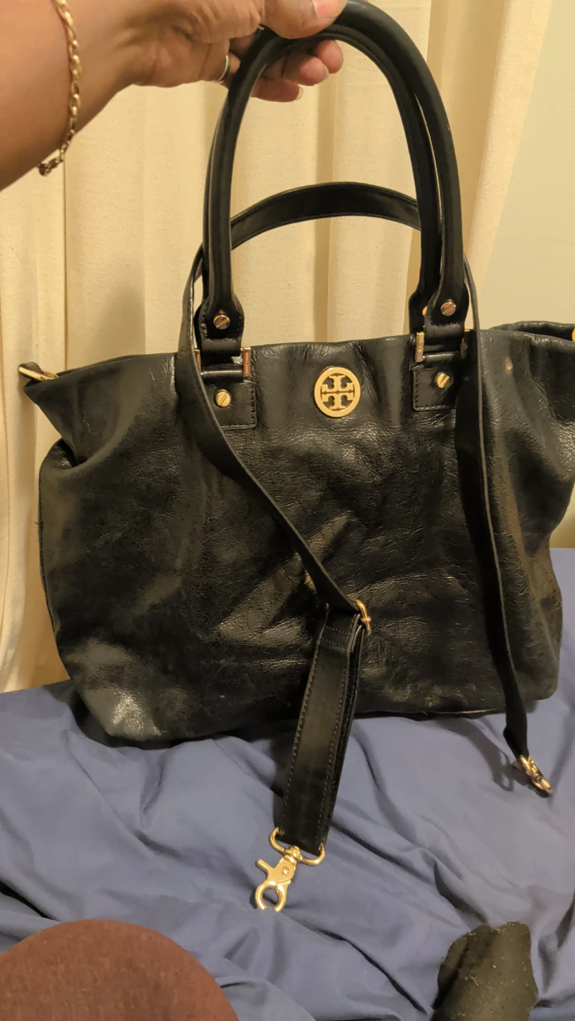 Tory Burch Black Leather Tote Bag