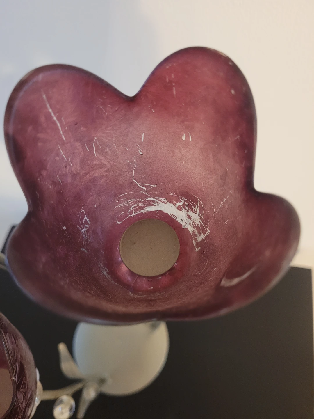 Purple glass flower tea light holder - photo 4