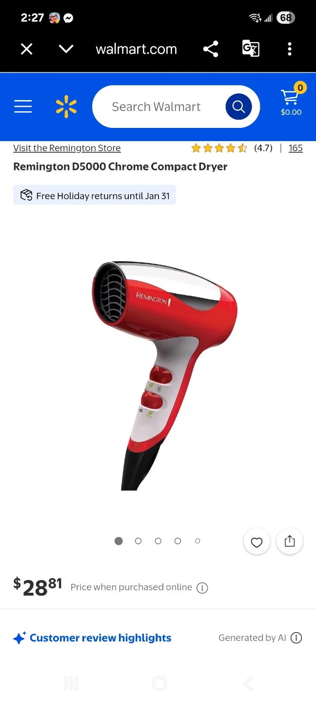 Remington D5000 Chrome Compact Hair Dryer