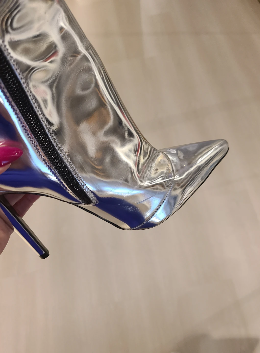 Metallic Silver Stiletto Ankle Boots - photo 2