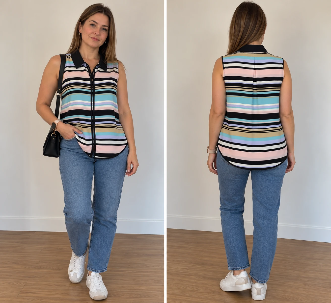 Tommy Hilfiger Sleeveless Striped Polo Top size M medium