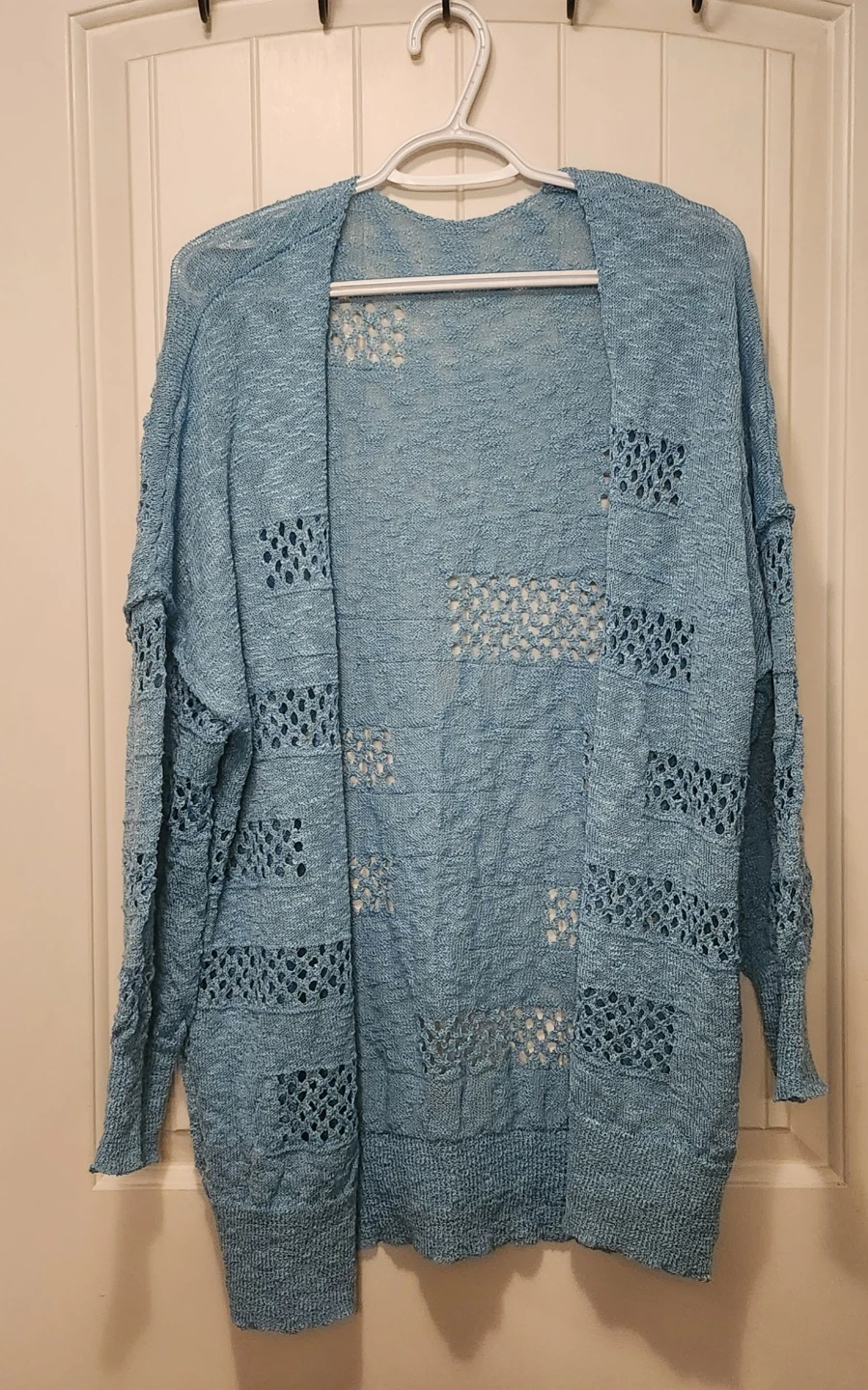 Lightweight Blue Open-Front Cardigan