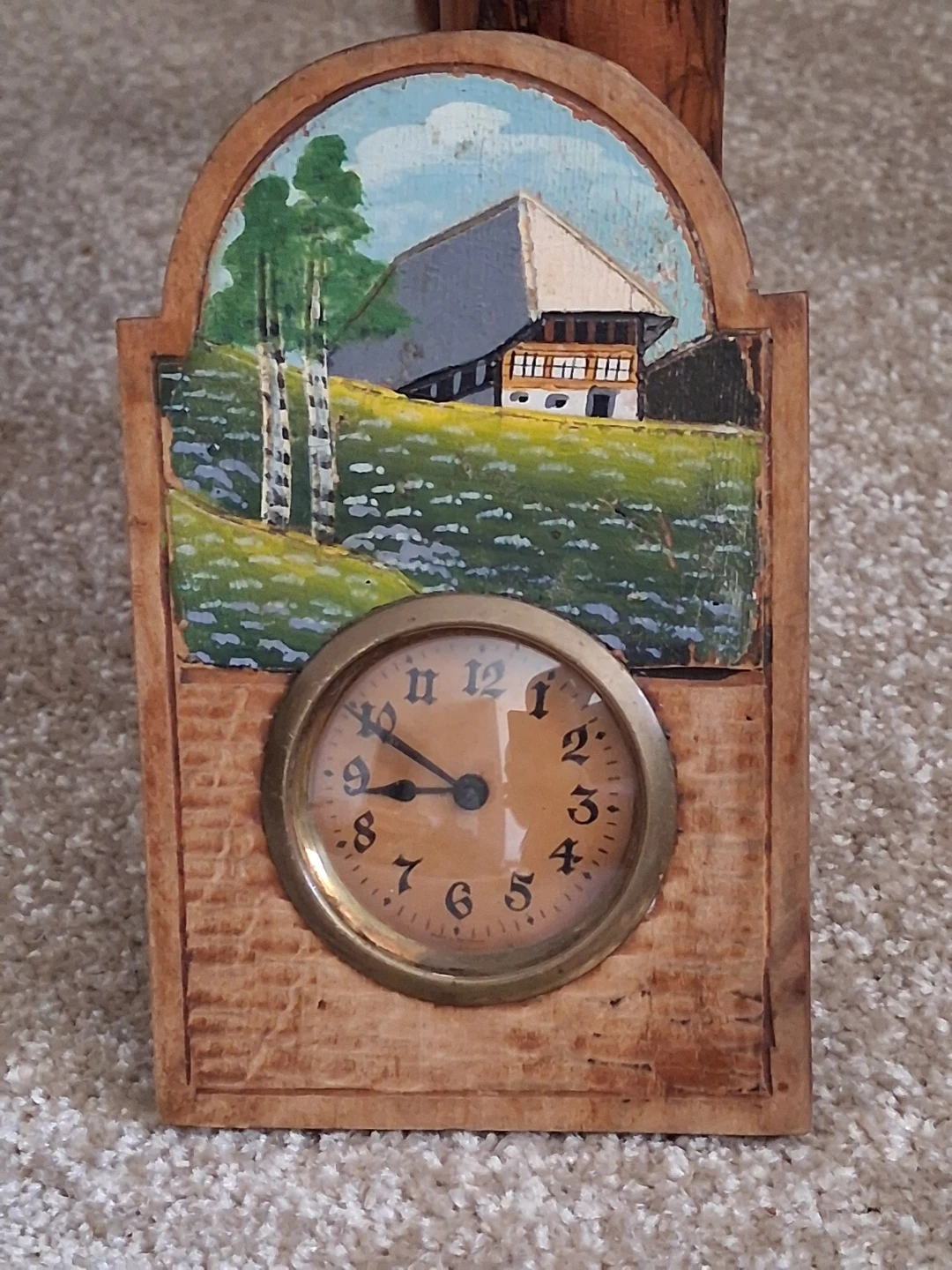 Vintage Hand-Painted Wooden Clock