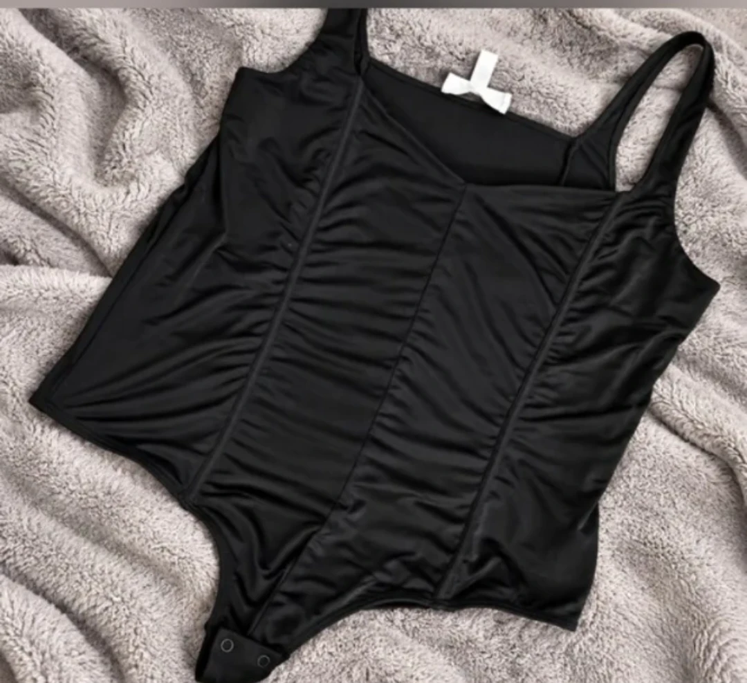 Addition Elle Black Ruched Corset Bodysuit Plus | Size 2X - photo 2