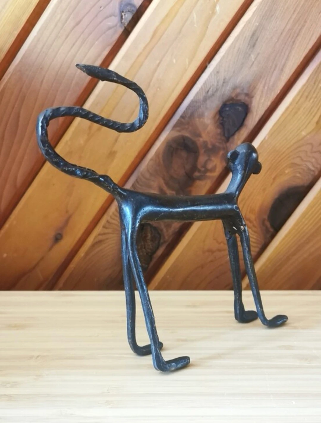 Vintage Brutalist Cast Iron Monkey Sculpture Mid Century - photo 3