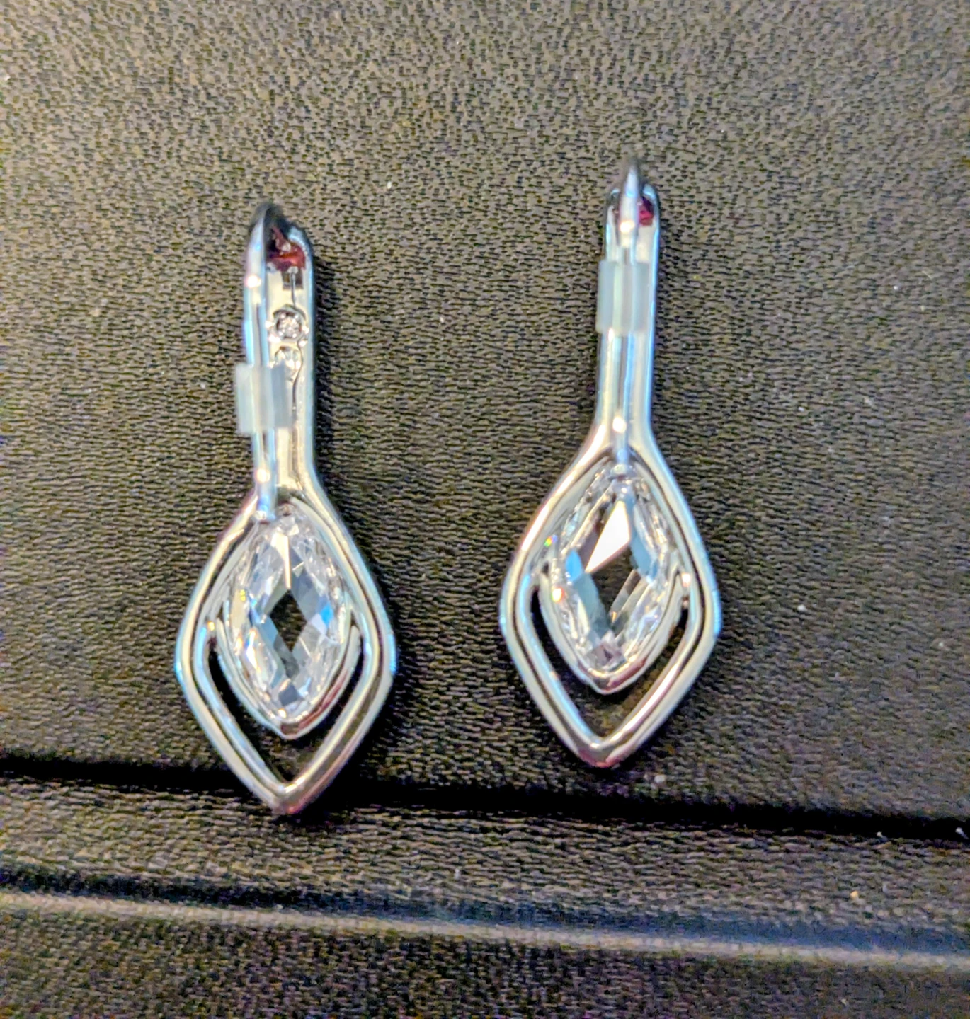 Silvertone Drop Pave Rhinestone Earrings - photo 2