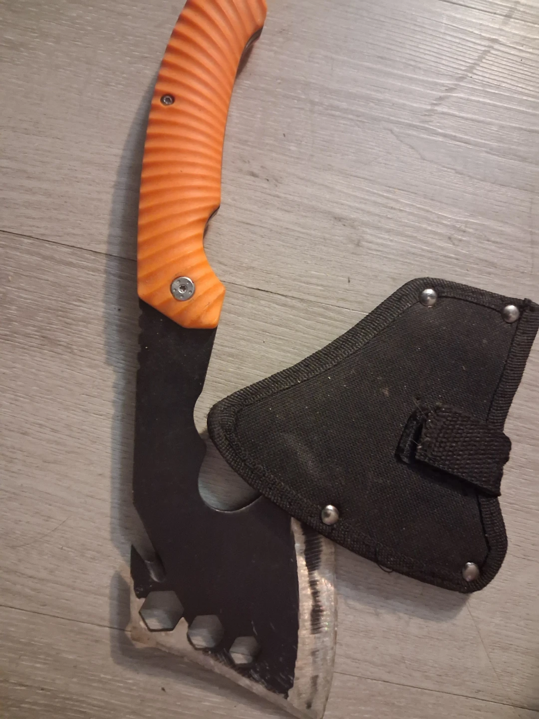 Camping Hatchet with Orange Handle
