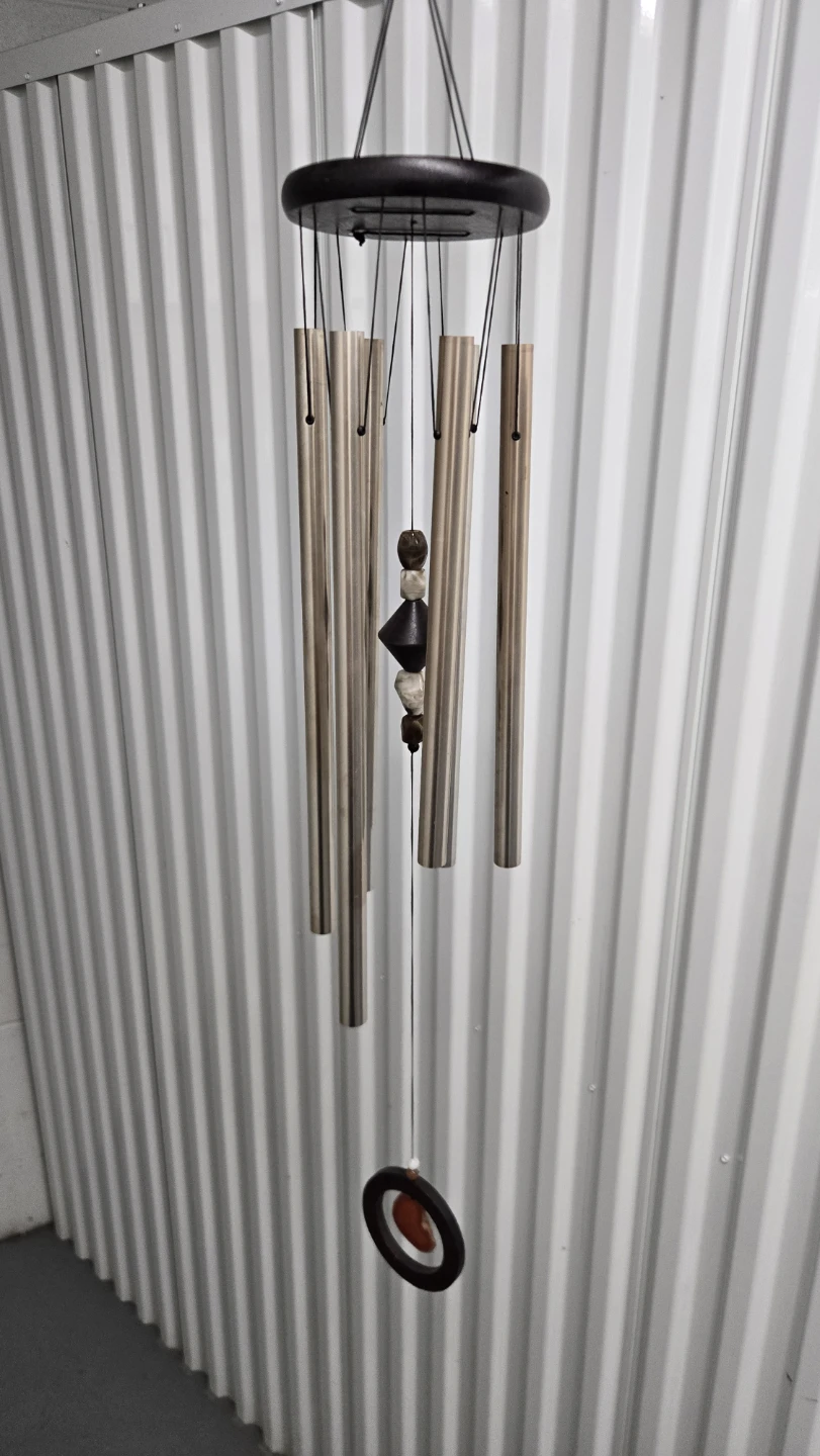 Metal Wind Chime Silver Tubes w/Ring Hanger & Bead Striker - photo 2