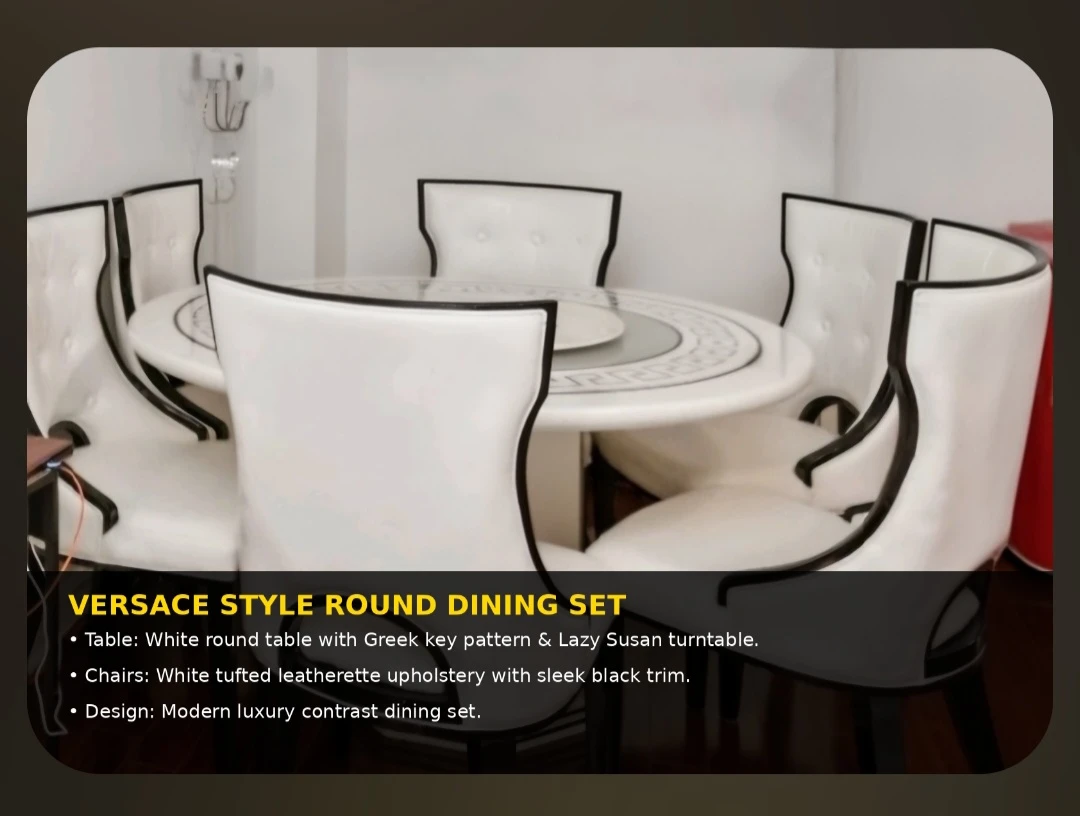 Versace marble Style Round Dining Set